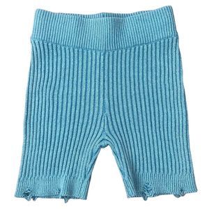 Out From Under Shorts Women Size S Knit Short Turquoise Elastic Waist Distressed